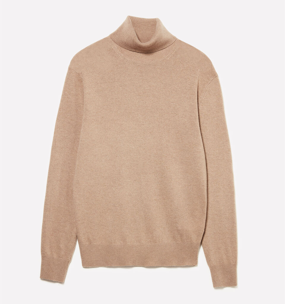 Camisola bege escuro regular fit com gola alta - camisolas gola alta para homem - Bege | Sisley image number 1